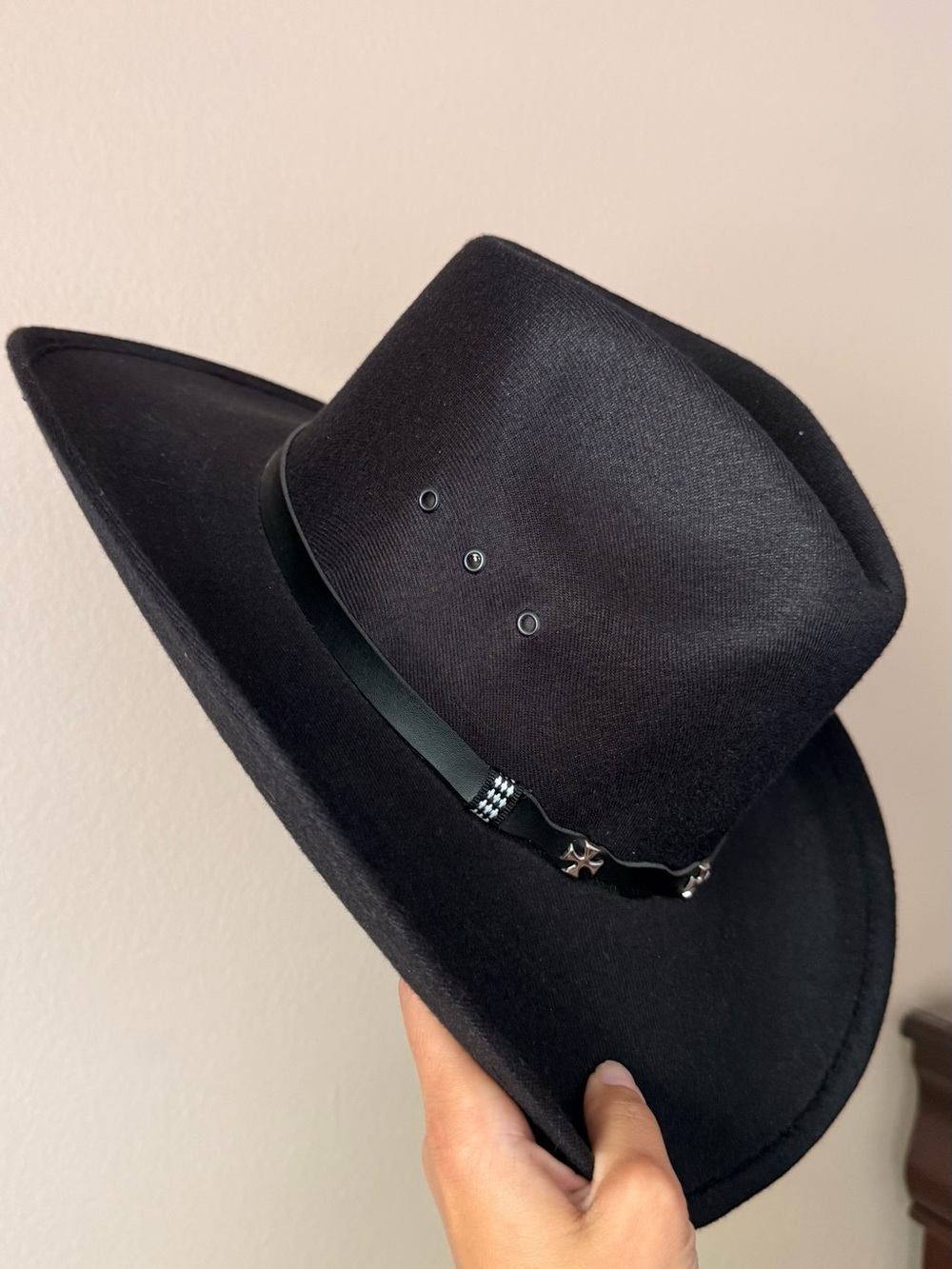 Vintage Maverick Black Wool Cowboy Hat Western Gothic Rancher Medium